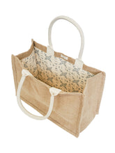 Load image into Gallery viewer, Jute Canvas Shopping Bag With Pompom