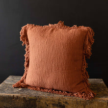 Load image into Gallery viewer, Mattie Woven Rust Yarn Fringe Pillow