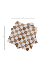 Load image into Gallery viewer, Set of 4 Checkered Wood & Resin Coasters
