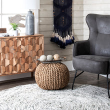 Load image into Gallery viewer, York Classic Knitted Solid Jute Filled Ottoman Pouf