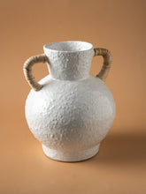 Load image into Gallery viewer, Rattan Wrapped Handle Vase Off White Medium