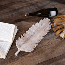 Load image into Gallery viewer, Wooden Feathered Mango Wood Leaf Shape Platter