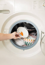 Load image into Gallery viewer, Orange/Blue Inside & Outside Stripe Frilly Bowl