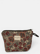 Load image into Gallery viewer, Floral Jacquard Small Makeup Bag – Burgundy & Gray (Nira)