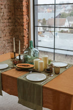 Load image into Gallery viewer, Olive Green Linen Table Runner
