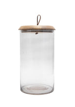 Load image into Gallery viewer, Glass Canister with Mango Wood Lid + Leather Handle