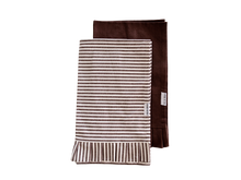 Load image into Gallery viewer, Brown & White Stripes Ruffle Kitchen Dish Towel