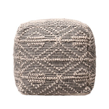 Load image into Gallery viewer, Cotton Textured Trellis Ottoman Pouf