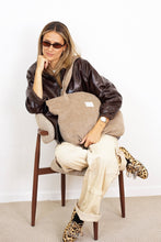 Load image into Gallery viewer, Corduroy Large Zippered Tote Bag – Taupe Beige (Toast)