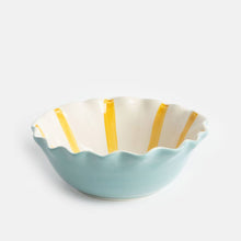Load image into Gallery viewer, Yellow Stripe Frilly Bowl