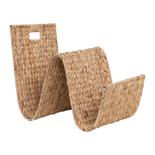 Load image into Gallery viewer, Hand-Woven Water Hyacinth & Metal Tray/Magazine Holder