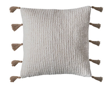 Load image into Gallery viewer, 18" Square Cotton & Linen Blend Pillow w/ Jute Tassels