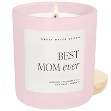 Load image into Gallery viewer, Best Mom Ever Soy Candle - Pink Matte Jar - 15 oz (Wildflowers and Salt)