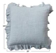Load image into Gallery viewer, 20" Square Cotton Double Cloth Pillow w/ Ruffled Edge