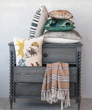 Load image into Gallery viewer, 24" Square Cotton Velvet Printed Pillow with Design & Fringee