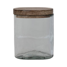 Load image into Gallery viewer, 14 oz. Hand-Blown Glass Jar with Mango Wood Lid, Natural