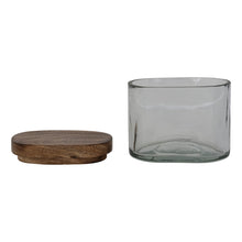 Load image into Gallery viewer, 8 oz. Hand-Blown Glass Jar with Mango Wood Lid, Natural
