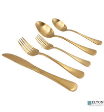 Load image into Gallery viewer, 20-Piece Matte Gold Colored Flatware Set