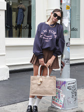 Load image into Gallery viewer, Jute Canvas Shopping Bag With Pompom