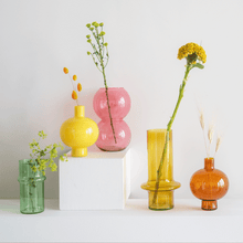 Load image into Gallery viewer, Recycled Glass Vase Yellow Yolk