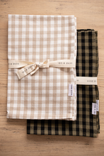 Load image into Gallery viewer, Set of 2 Beige Gingham Kitchen Dish Towels