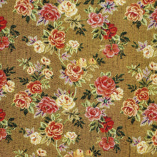 Load image into Gallery viewer, Floral Jacquard Small Makeup Bag – Mustard & Red (Esme)