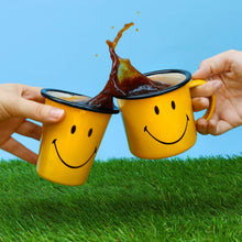 Load image into Gallery viewer, Smiley Enamel Mug - Enamelware for the happy camper