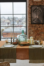 Load image into Gallery viewer, Olive Green Linen Table Runner
