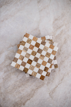 Load image into Gallery viewer, Set of 4 Checkered Wood & Resin Coasters