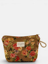 Load image into Gallery viewer, Floral Jacquard Small Makeup Bag – Mustard & Red (Esme)