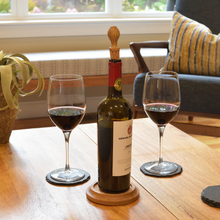 Load image into Gallery viewer, Wine Coaster & Stopper Set, Oak (Gift Box)