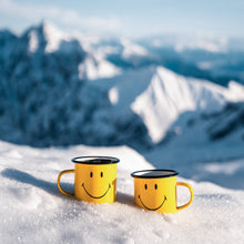 Load image into Gallery viewer, Smiley Enamel Mug - Enamelware for the happy camper
