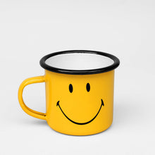 Load image into Gallery viewer, Smiley Enamel Mug - Enamelware for the happy camper
