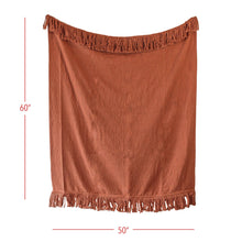 Load image into Gallery viewer, Mattie Hand Woven Rust Yarn Fringe Throw
