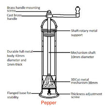 Load image into Gallery viewer, Brass Mill Pepper Grinder 9&quot;
