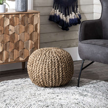 Load image into Gallery viewer, York Classic Knitted Solid Jute Filled Ottoman Pouf

