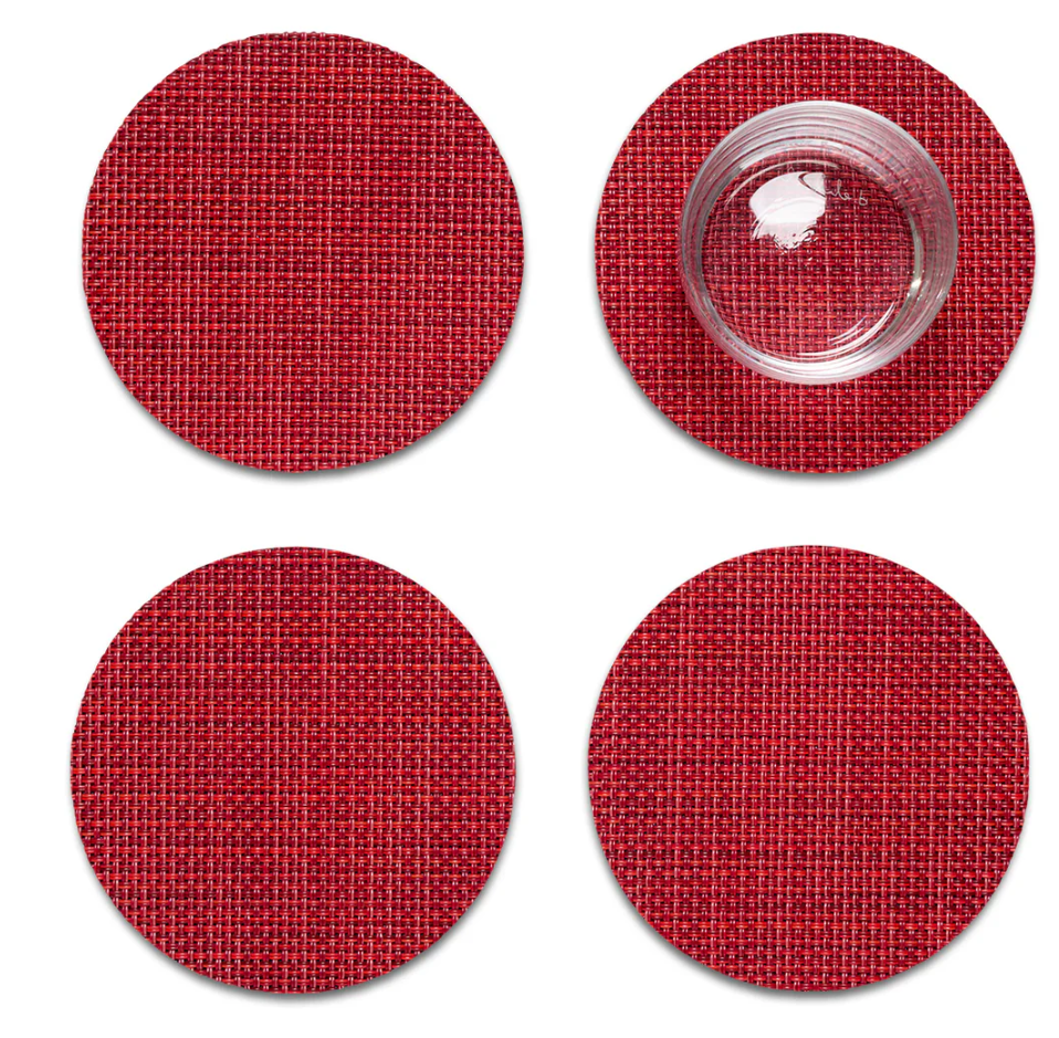 Mini Basketweave Scarlet Coasters (Set of 4)