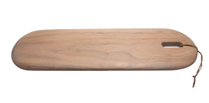 Acacia Wood Cutting Board w/ Leather Strap