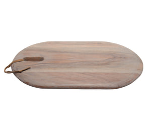 Acacia Wood Cutting Board with Leather Handle