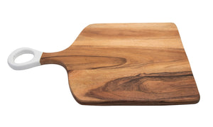 Acacia Wood Rectangle Cutting Board with White Handle