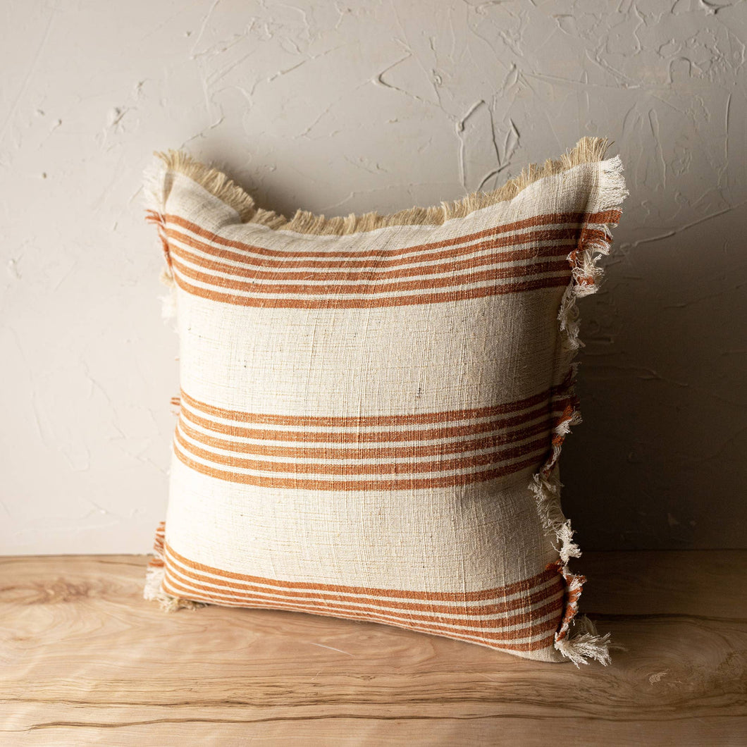 Edaline Terracotta Striped Throw Pillow