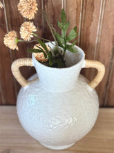 Load image into Gallery viewer, Rattan Wrapped Handle Vase Off White Medium
