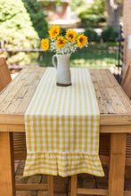 Load image into Gallery viewer, Yellow Ruffled Gingham Table Runner
