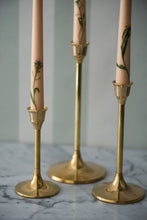 Load image into Gallery viewer, Set of 3 Brass Candle Holders
