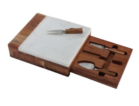 Wooden Marble Cheese Board Set Serving Board-Large
