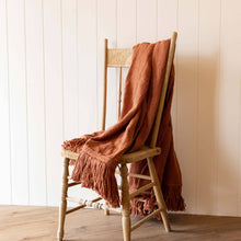 Load image into Gallery viewer, Mattie Hand Woven Rust Yarn Fringe Throw
