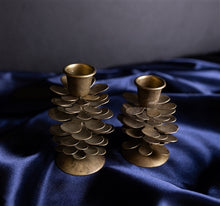 Load image into Gallery viewer, Gold Pinecone Candleholders
