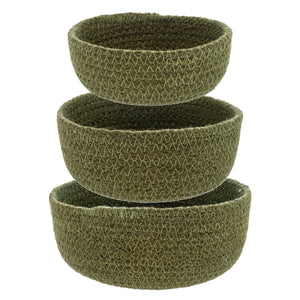 Woven Dark Olive Bowls Set