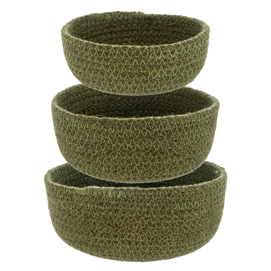 Woven Dark Olive Bowls Set