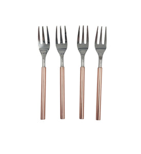 Set of 4 Copper Handle Forks